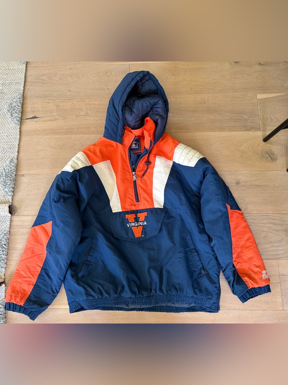 Vintage 90s NCAA Starter University Of Virginia Cavaliers 1/2 Zip Jacket Sz XL